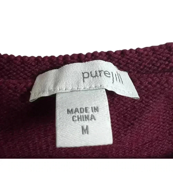 J.Jjill Pure Jill Medium Maroon Cotton/Wool Blend Sweater Front Tie Detail - Picture 2 of 8